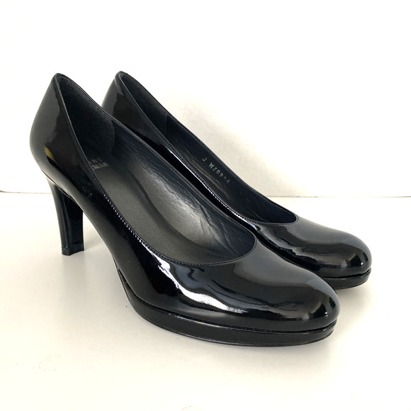 Stuart Weitzman Platswoon Pump Patent Leather Black 2.75" Heel Round Toe… - Picture 1 of 7